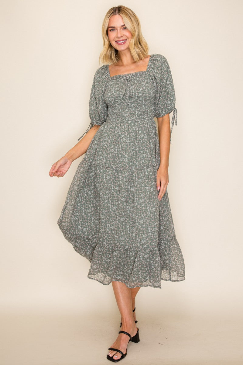 Floral Printed Yoryu Chiffon Dress