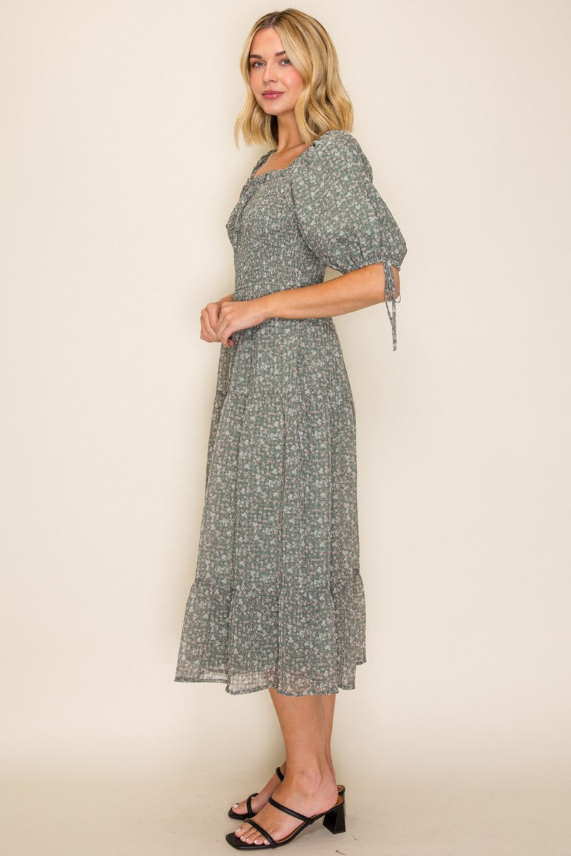 Floral Printed Yoryu Chiffon Dress