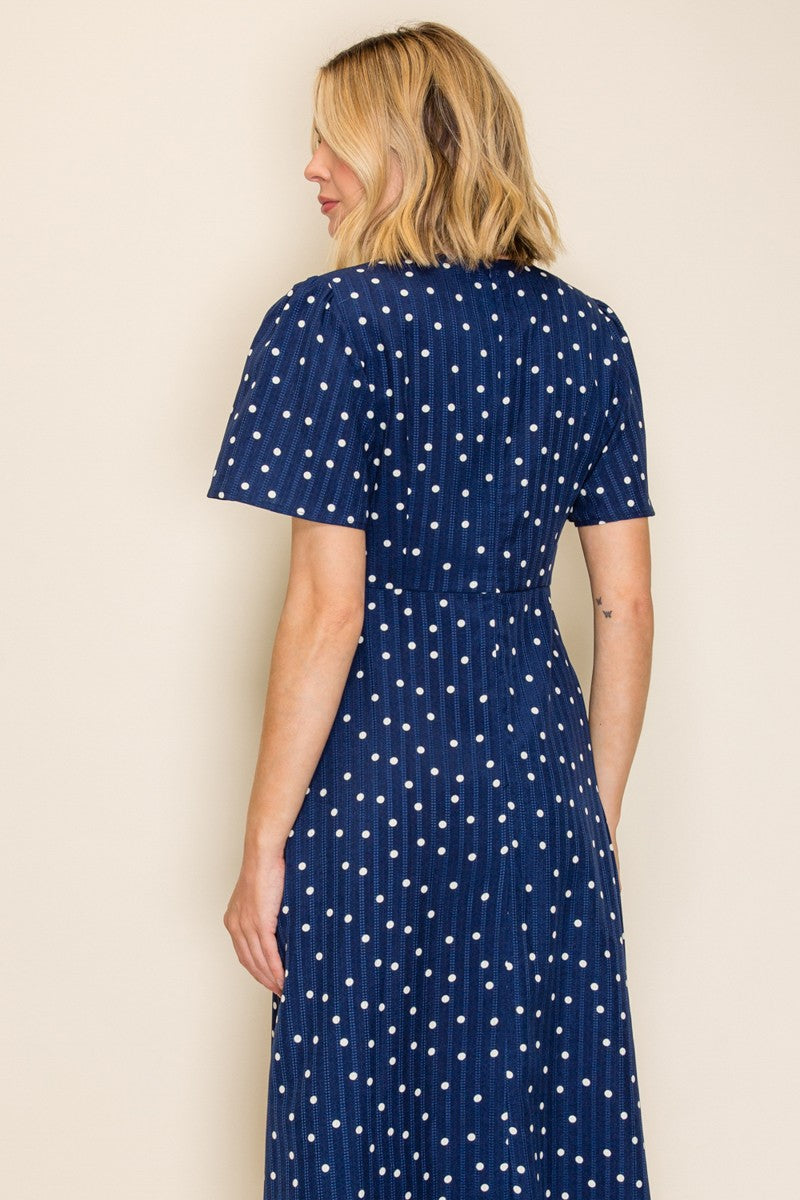 Lace Trim V-neck Tea Dress