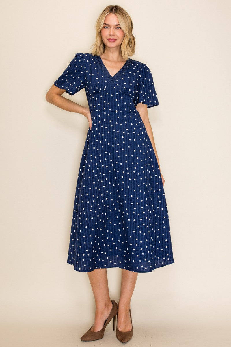 Lace Trim V-neck Tea Dress
