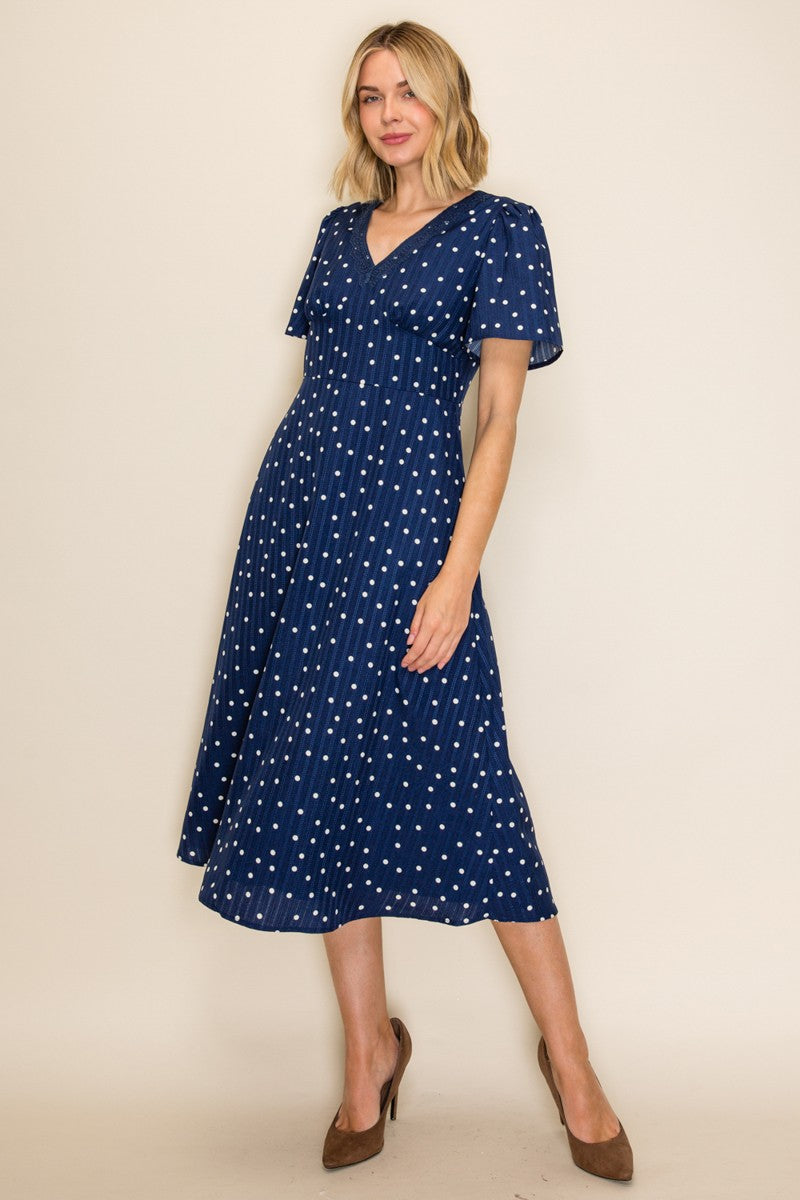 Lace Trim V-neck Tea Dress