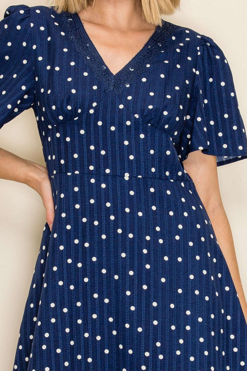 Lace Trim V-neck Tea Dress