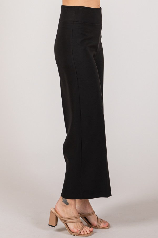 Twill Wide Leg High Rise Pants