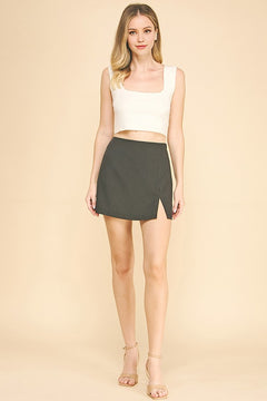 Twill Single Slit Wrap Skort