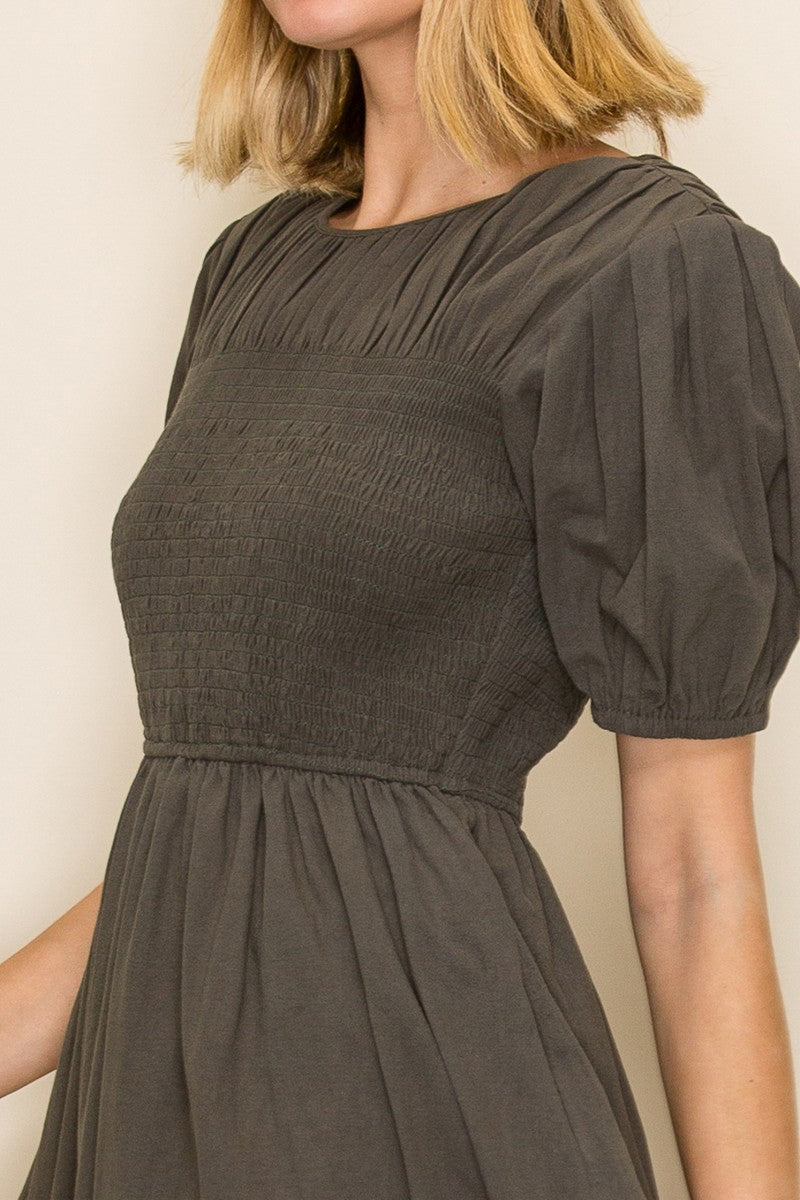 Smocked Bodice Midi Dress