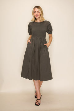 Smocked Bodice Midi Dress