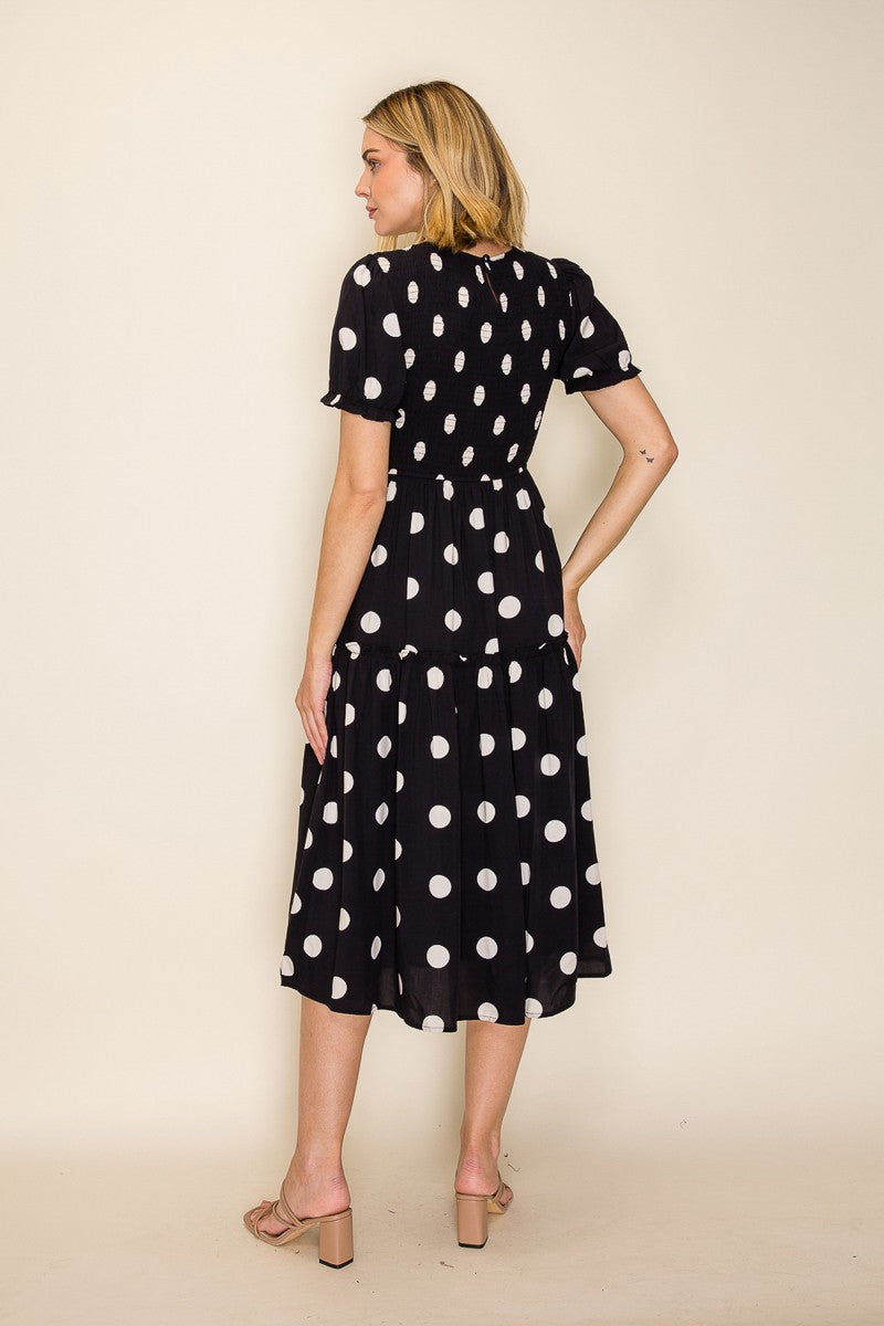 Polka Dot Tiered Midi Dress