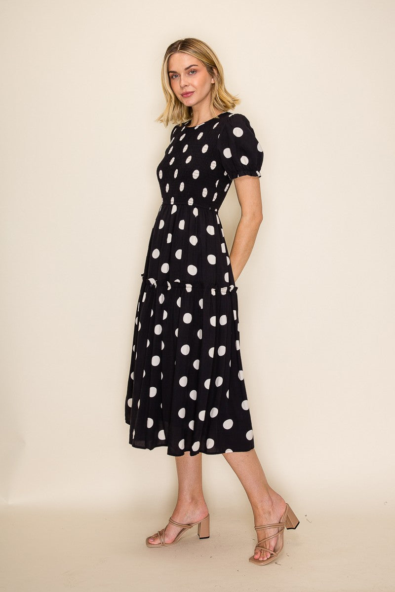 Polka Dot Tiered Midi Dress