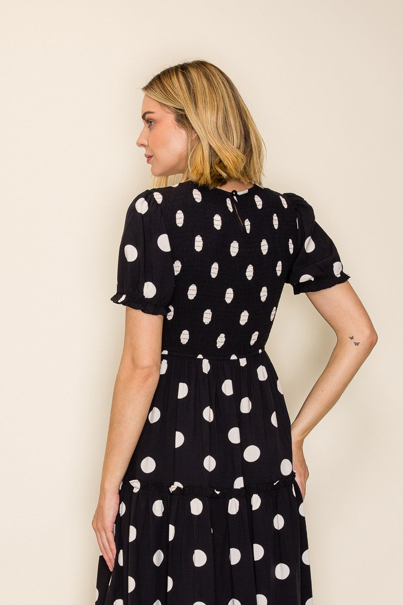 Polka Dot Tiered Midi Dress