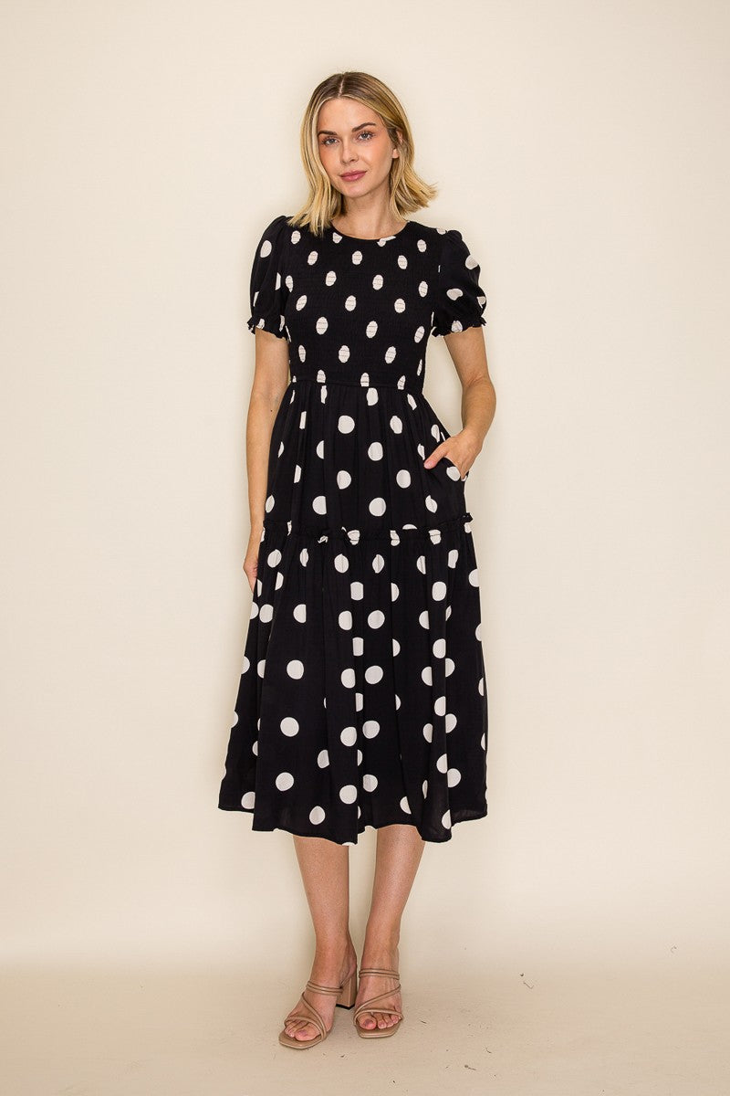 Polka Dot Tiered Midi Dress
