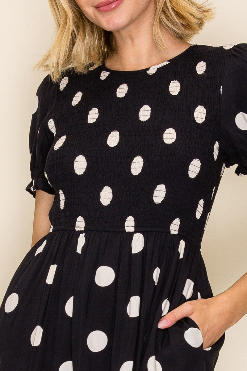 Polka Dot Tiered Midi Dress