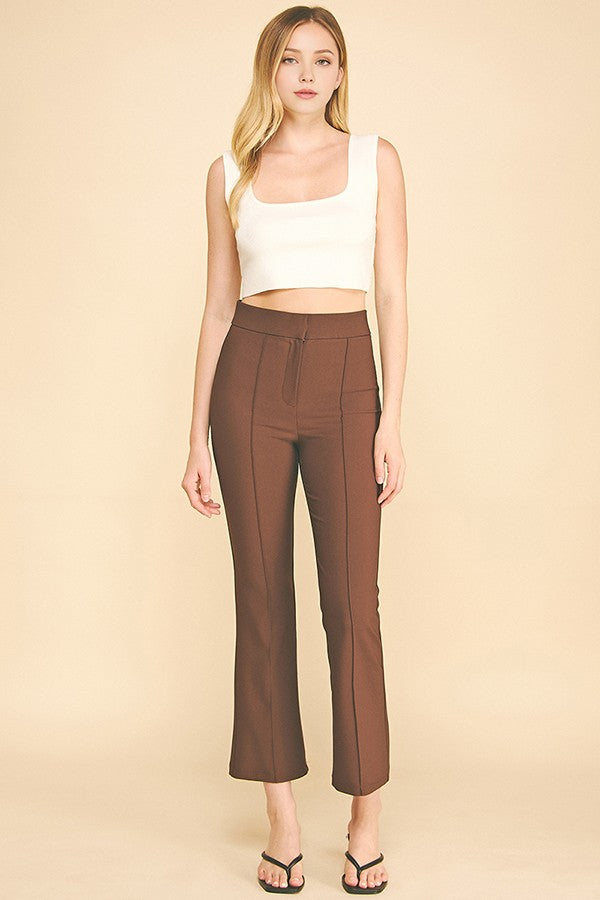 Twill French Seam Boot Cut Trousers