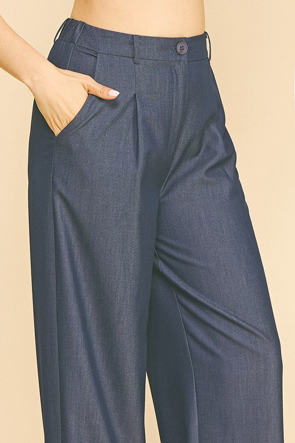 Denim Straight Wide Leg Trousers Pants