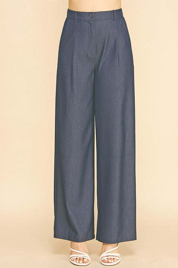 Denim Straight Wide Leg Trousers Pants