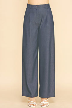 Denim Straight Wide Leg Trousers Pants