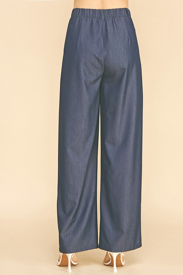 Denim Straight Wide Leg Trousers Pants