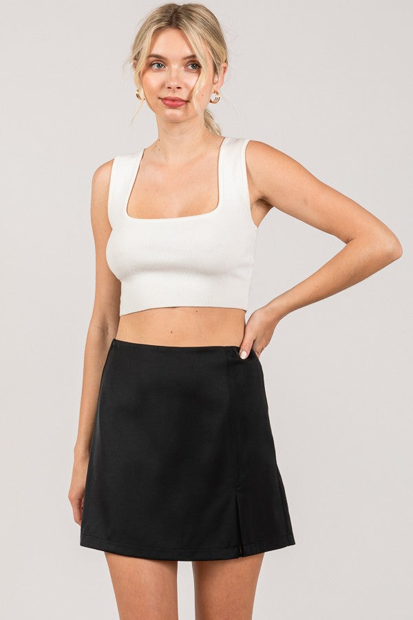 Satin Side Slit Skort