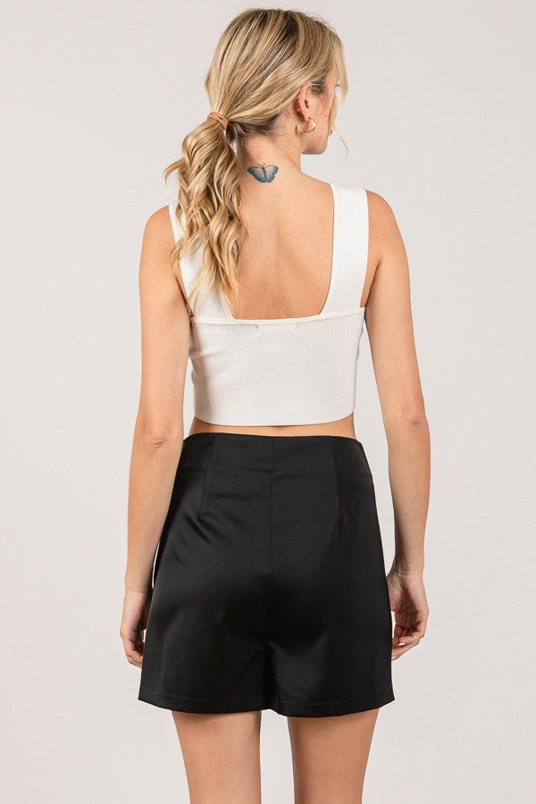 Satin Side Slit Skort