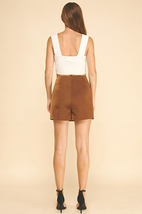 Satin Side Slit Skort