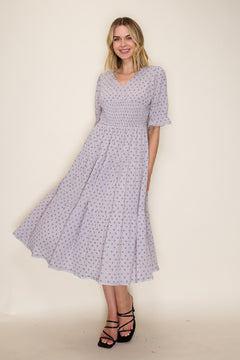 Floral Smocked Waist Midi Dress