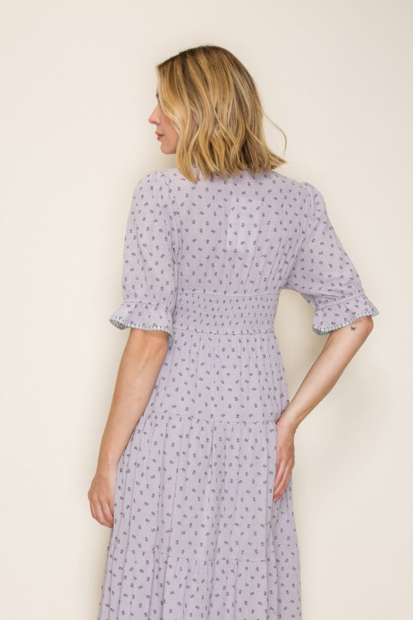 Floral Smocked Waist Midi Dress