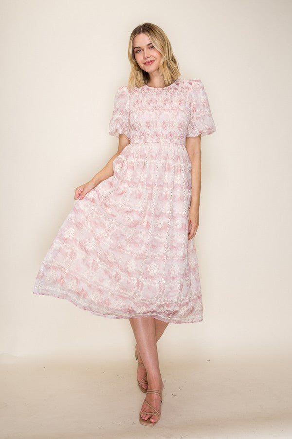Eyelet Embroidered Midi Dress