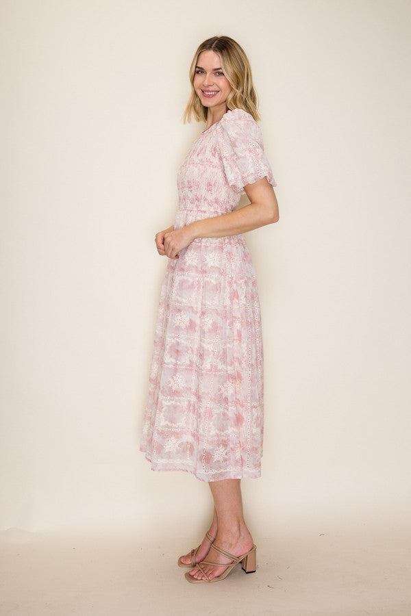 Eyelet Embroidered Midi Dress