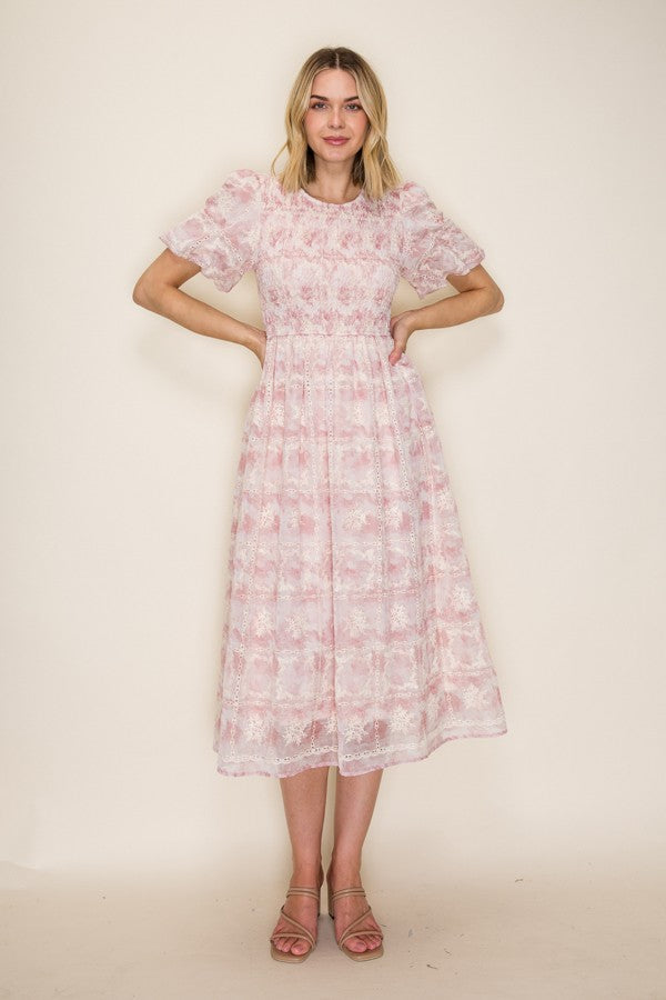 Eyelet Embroidered Midi Dress