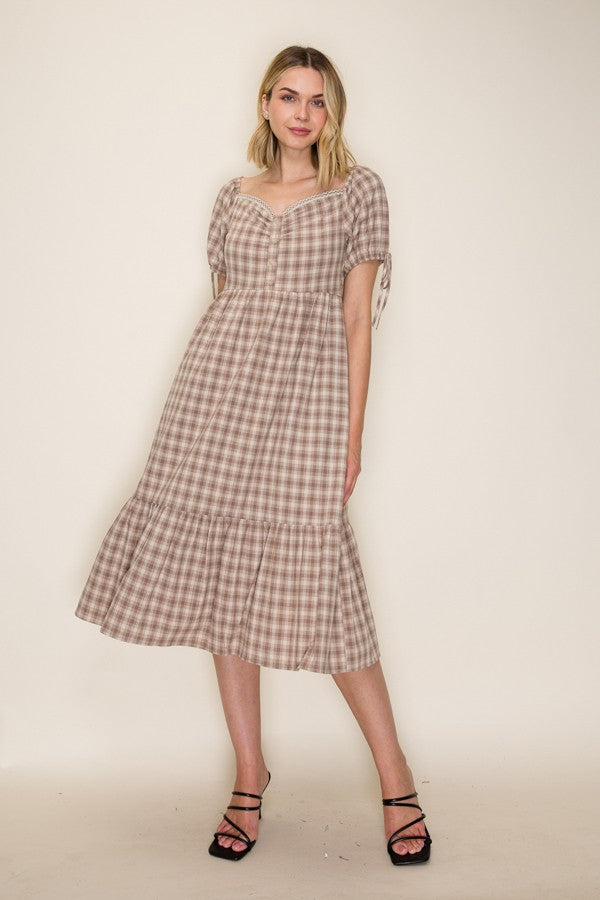 Sweetheart Gingham Midi Dress