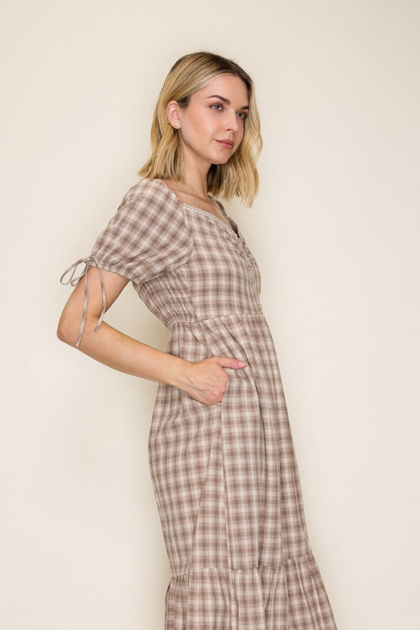 Sweetheart Gingham Midi Dress
