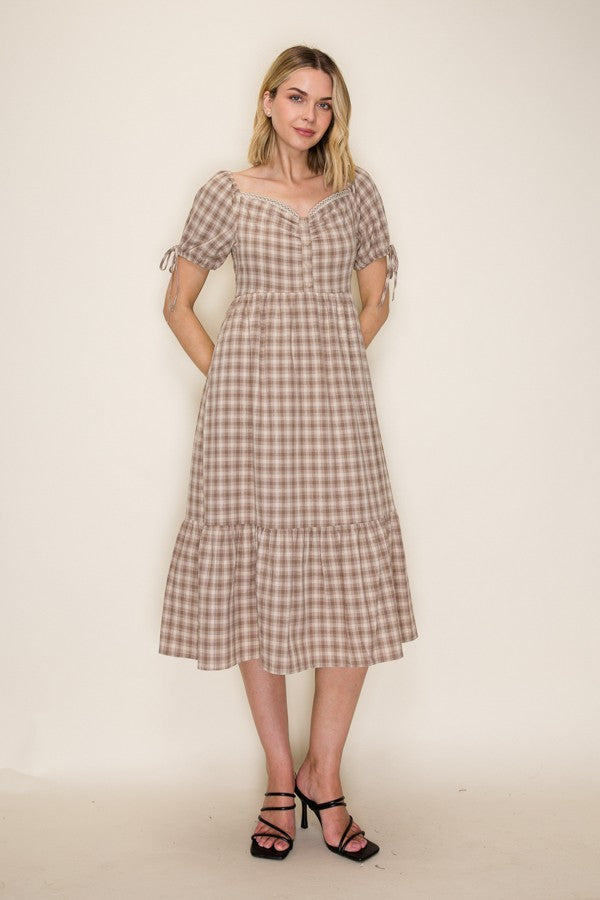 Sweetheart Gingham Midi Dress