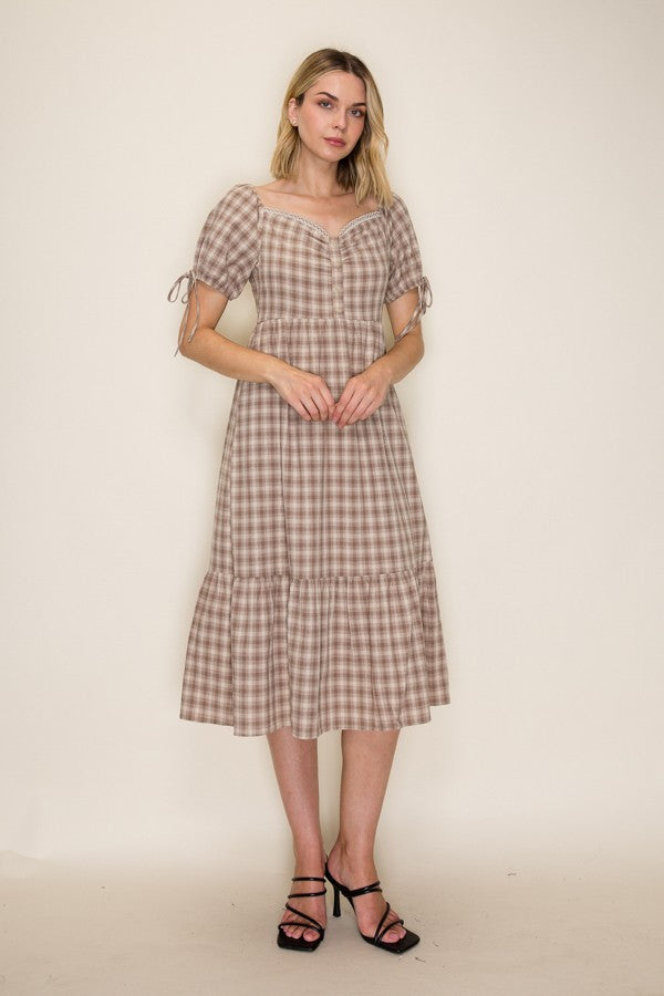 Sweetheart Gingham Midi Dress