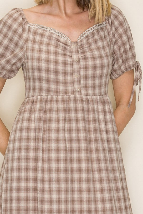 Sweetheart Gingham Midi Dress