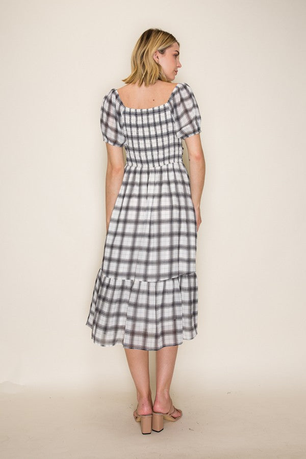Plaid Sweetheart Midi Dress