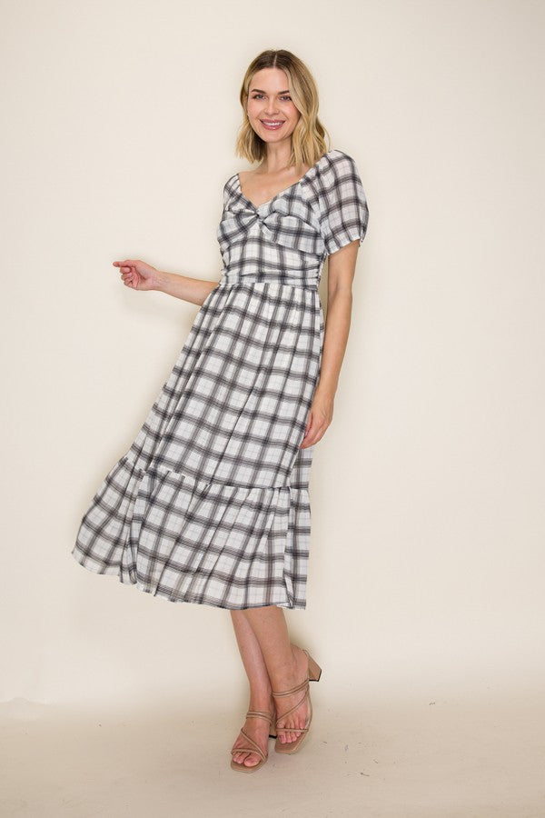 Plaid Sweetheart Midi Dress