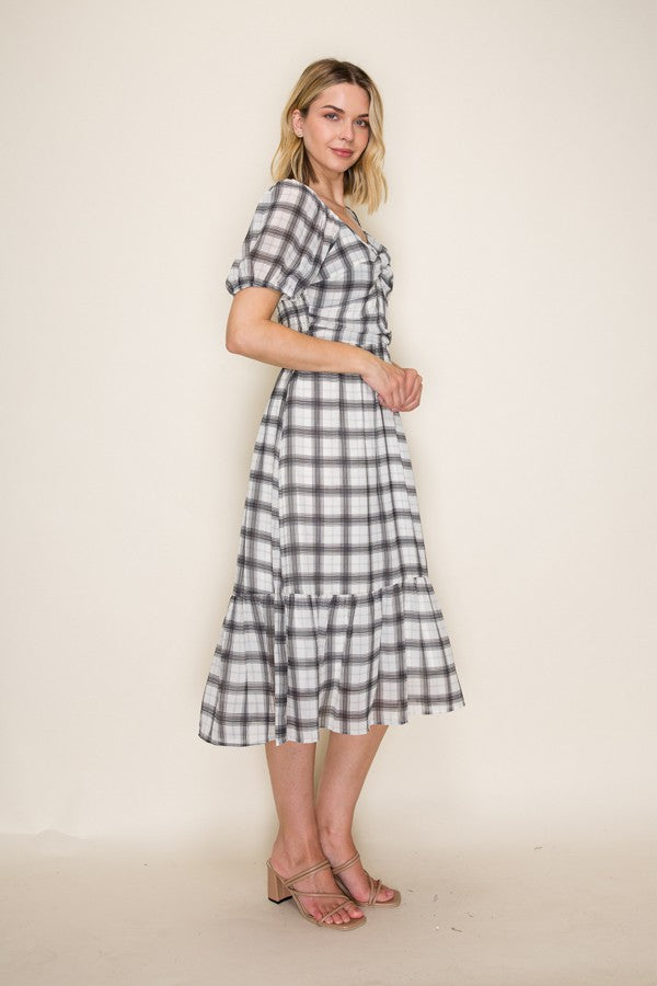 Plaid Sweetheart Midi Dress