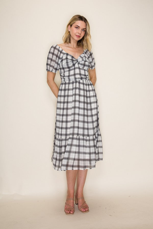 Plaid Sweetheart Midi Dress