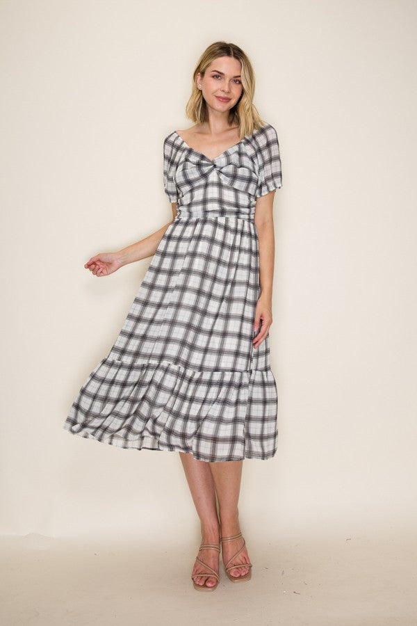 Plaid Sweetheart Midi Dress