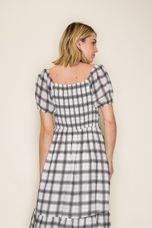 Plaid Sweetheart Midi Dress