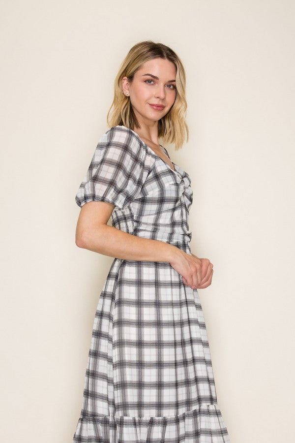 Plaid Sweetheart Midi Dress