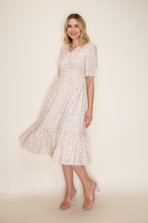 Floral Empire Waist Midi Dress
