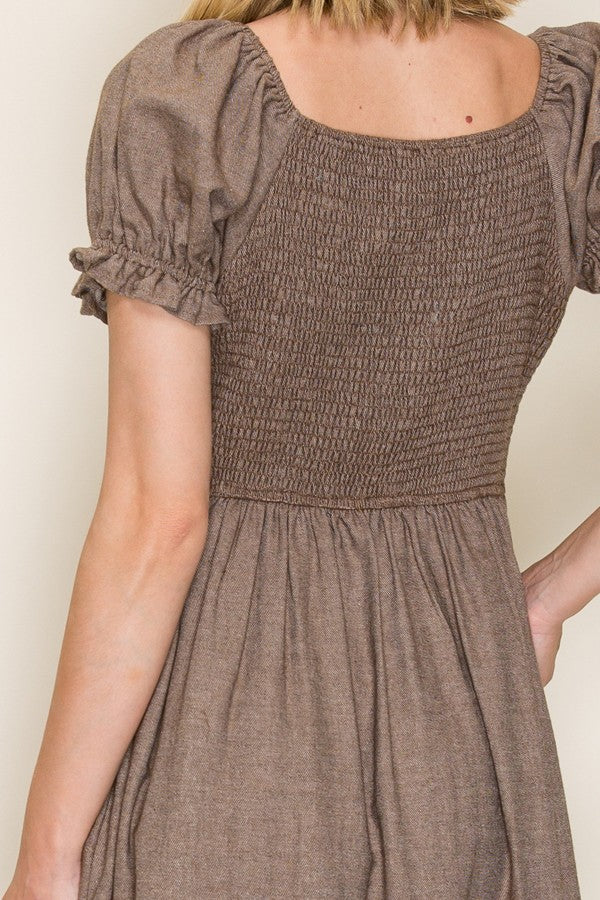 Vintage Inspired Button Front Midi Dress