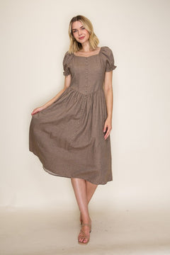 Vintage Inspired Button Front Midi Dress