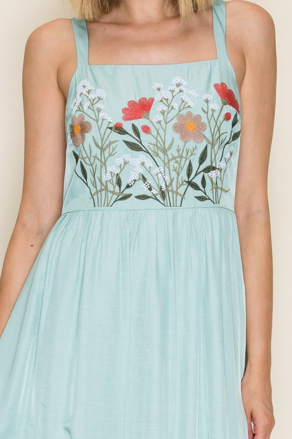 Floral Embroidery Maxi Dress
