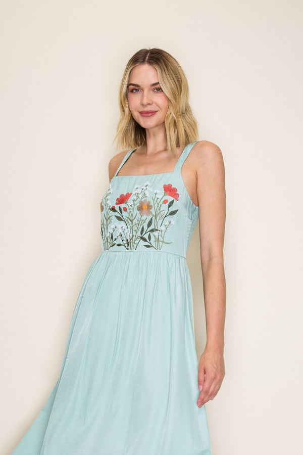 Floral Embroidery Maxi Dress