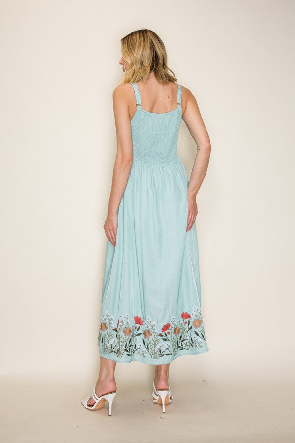 Floral Embroidery Maxi Dress