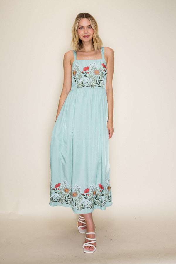 Floral Embroidery Maxi Dress