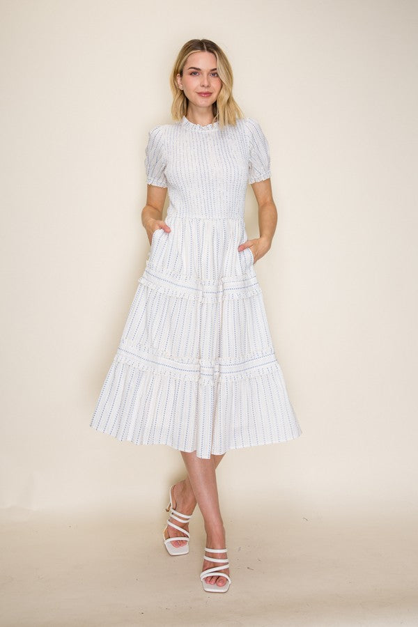 Smocked Tiered Midi Dress
