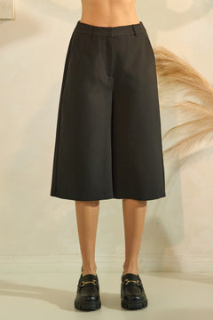 Twill Wide Leg Capri Shorts