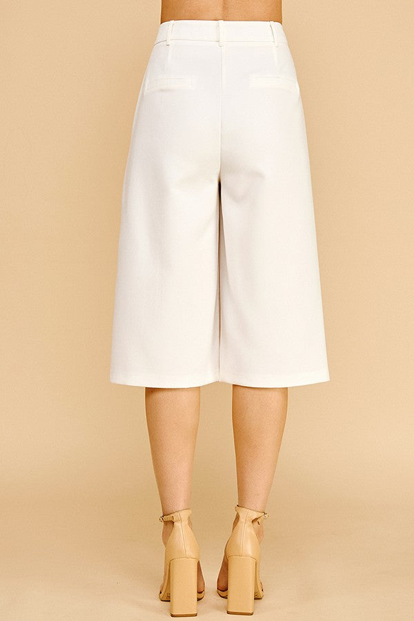 Twill Wide Leg Capri Shorts